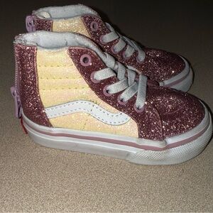 Vans toddler girls size 4 pink yellow glittery high tops